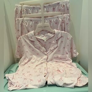 Super Soft Laura Ashley Pink Bows Pajama 3 Piece Set- Size Large-NWT